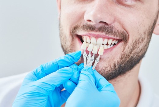 A man visiting his cosmetic dentist in Lynchburg 