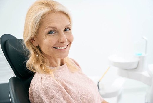 Woman smiling with dentures