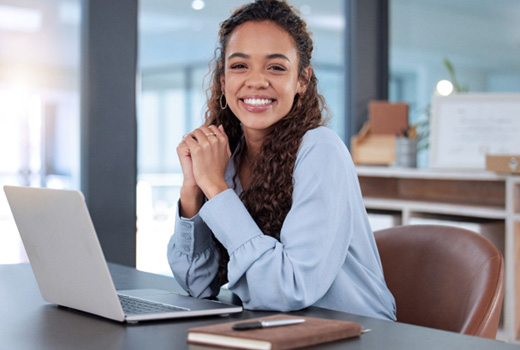 Lady smiles at work