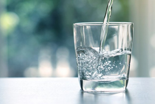 Water poured into glass