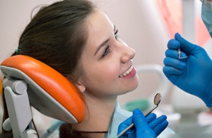 Female dental patient at a checkup and cleaning