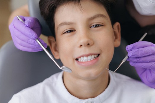 A boy at the dentist