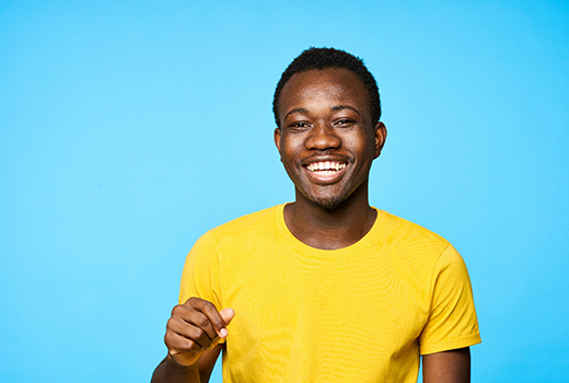 man smiling after getting teeth whitening in Lynchburg