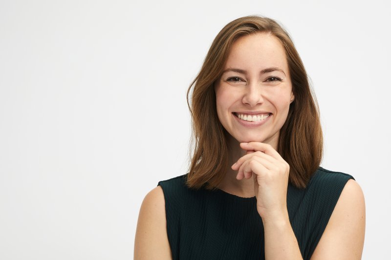 woman smiling after teeth whitening in Lynchburg