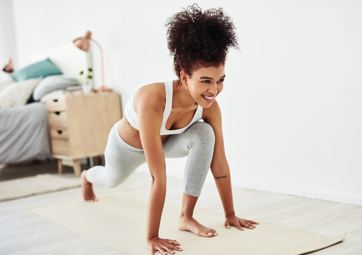 person smiling and exercising