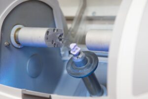 CEREC dental crown in a milling machine